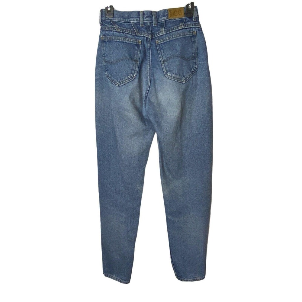 Vtg Lee Mom Jeans Womens 8 Long 100% Cotton High Rise‎ Tapered Leg 27 x 32 USA
